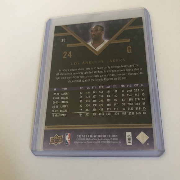2007 SP Rookie Edition Kobe Bryant Card #30 - Picture 2 of 8